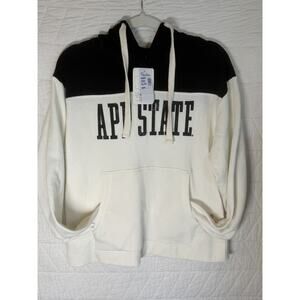 Appalachian State Pressbox hoodie Pullover Sweatshirt Large women sz M Ivory NWT